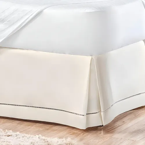 Saia Cama Box King Protetora Size Percal 200 Fios Com Ponto Palito Cor Palha Realize Enxovais